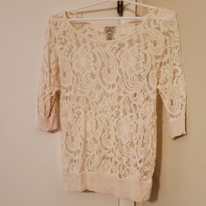Cream Lace Top